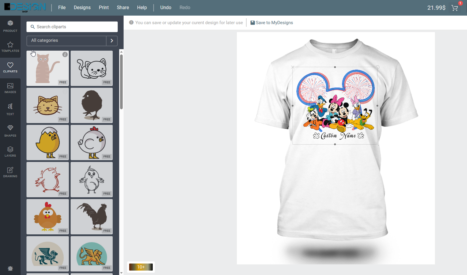 Custom t-shirt design mockup